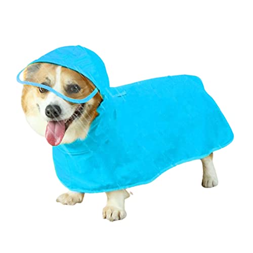 Regenmantel Hund Wasserdicht Regenjacke Hunderegenmantel Hunderegenjacke Regenmantel Klein Kapuze 4 Beinen Katzen-Regencape Krempe Loch Für Die Leinenleine des Haustierumhangs (3XL,Blue) von JUSHZ