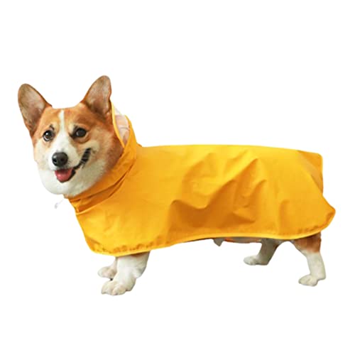 Regenmantel Hund Wasserdicht Regenjacke Hunderegenmantel Hunderegenjacke Regenmantel Klein Kapuze 4 Beinen Katzen-Regencape Krempe Loch Für Die Leinenleine des Haustierumhangs (3XL,Yellow) von JUSHZ