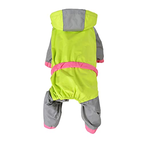 Regenmantel Hund Wasserdicht Regenjacke Hunderegenmantel Hunderegenjacke Regenmantel Klein Kapuze Mit Beinen Bauchschutz Haustierkleidung Fluoreszenz Sommer Einfach Zu Säubern (12,Green) von JUSHZ