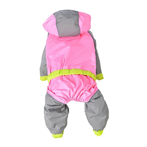 JUSHZ Regenmantel Hund Wasserdicht Regenjacke Hunderegenmantel Hunderegenjacke Regenmantel Klein Kapuze Mit Beinen Bauchschutz Haustierkleidung Fluoreszenz Sommer Einfach Zu Säubern (18,pink) von JUSHZ