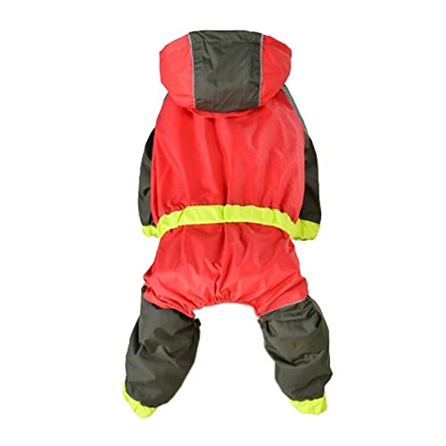 JUSHZ Regenmantel Hund Wasserdicht Regenjacke Hunderegenmantel Hunderegenjacke Regenmantel Klein Kapuze Mit Beinen Bauchschutz Haustierkleidung Fluoreszenz Sommer Einfach Zu Säubern (22,red) von JUSHZ
