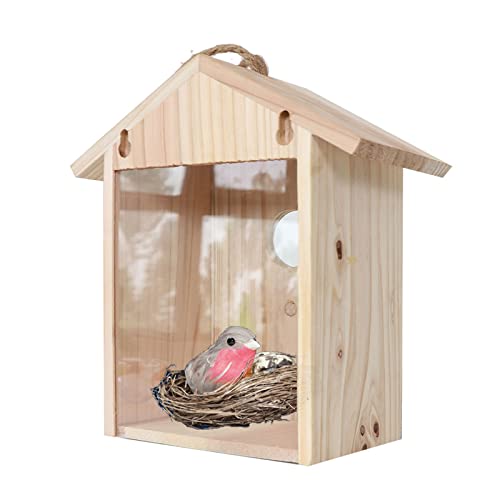 Vogelhäuser Vogelkäfige, dekoratives Vogelhaus-Futterhaus, kaubar, modernes Wildvogelzubehör, Holz, Outdoor-Vogelfutterstation, Fensterdekoration, Nest mit Saugnapf (13,2 x 10 x 21,5 cm) von JUSHZ