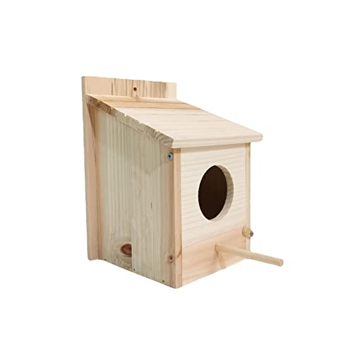 Vogelhäuser Vogelkäfige Holz Dekorative Vogelhaus Futterhaus Kauen Modern Wildvogel Zubehör Zuchtbox für Vögel Holz Vogelnest Anhänger Dekoration (15 x 16 x 21,5 cm) von JUSHZ