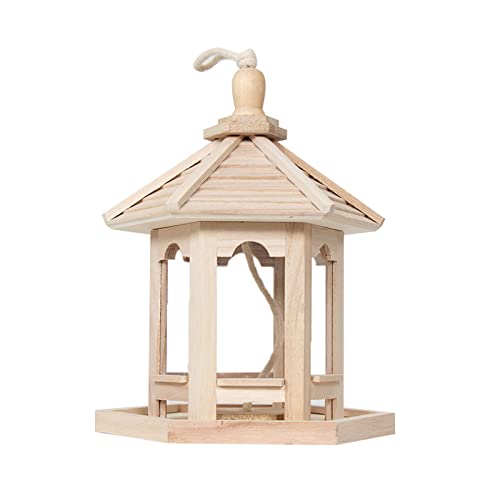 Vogelhäuser Vogelkäfige Holz Dekorative Vogelhaus Futterhaus Kauspielzeug Wildvögel Zubehör Outdoor Holz Pastoraler Stil (20 x 25 x 20 cm) von JUSHZ