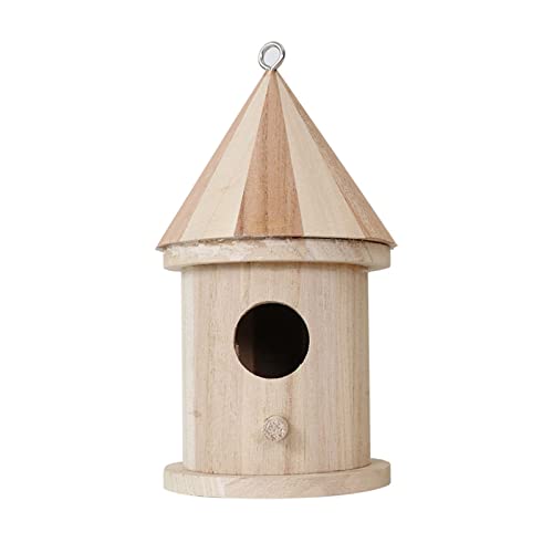 Vogelhäuser Vogelkäfige Holz Großer Vogelkäfig Dekorative Vogelhaus Futterhaus Ecke Rund Kauen Modern Wildvogelbedarf Holz Futterspender Naht Vogelhaus Anhänger (8 x 9 x 16 cm, B) von JUSHZ