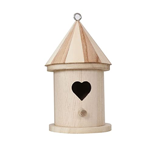 Vogelhäuser Vogelkäfige Holz Großer Vogelkäfig Dekorative Vogelhaus Futterhaus Ecke Rund Kauig Modern Wildvogel Zubehör Holz Futterspender Naht Vogelhaus Anhänger (8 x 9 x 16 cm) A) von JUSHZ