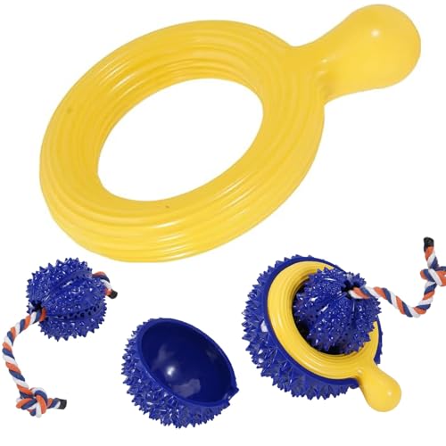 Dog Discs Toy, Durable Flying Discs for Throwing Catching, 3-in-1 Dogs Toys, Unzerstörbares Haustier-Kauspielzeug für aggressives Kauen, reduziert Angstzustände, interaktives Spielzeug für Langeweile Dog Discs Toy, Durable Flying Discs for Throwing Catching, 3-in-1 Dogs Toys, Unzerstörbares Haustier-Kauspielzeug für aggressives Kauen, reduziert Angstzustände, interaktives Spielzeug für Langeweile von JUSTYEZI