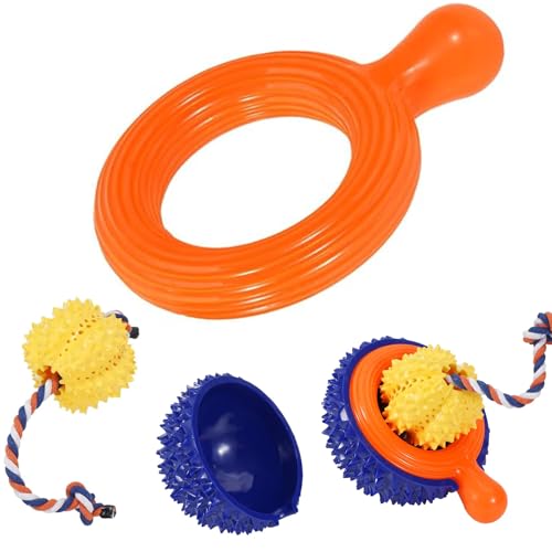 Dog Discs Toy, Durable Flying Discs for Throwing Catching, 3-in-1 Dogs Toys, Unzerstörbares Haustier-Kauspielzeug für aggressives Kauen, reduziert Angstzustände, interaktives Spielzeug für Langeweile Dog Discs Toy, Durable Flying Discs for Throwing Catching, 3-in-1 Dogs Toys, Unzerstörbares Haustier-Kauspielzeug für aggressives Kauen, reduziert Angstzustände, interaktives Spielzeug für Langeweile von JUSTYEZI