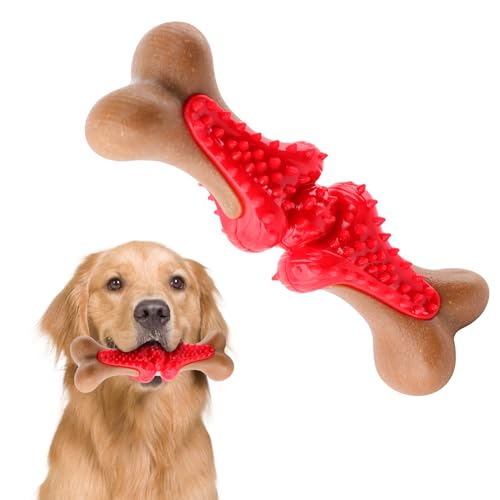 JUSTYEZI Kauspielzeug für große Hunde, Gummiknochen Hundespielzeug für aggressive Kauer große Rassen, Zahnen Kauspielzeug mittelgroße Hunde, interaktive Zahngesundheitshilfe, unterstützt gesundes von JUSTYEZI