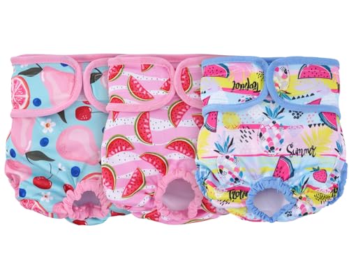 JUSTYEZI Wiederverwendbare Windeln für Hündinnen (3er-Pack), waschbare, auslaufsichere Welpenwindeln, hochsaugfähige Hundewindeln, Hundehöschen für Hündinnen bei Hitze, inkontinente Welpen von JUSTYEZI