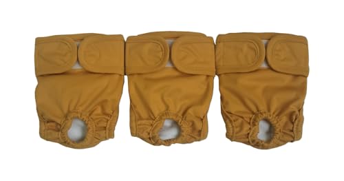 JUTESK Waschbare Windeln für Hündinnen (3er-Pack) strapazierfähige Hundewindeln (Gelb, XS, 3 Stück) von JUTESK