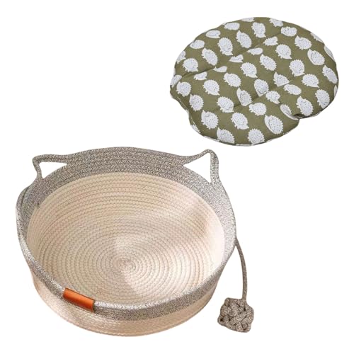 JUYAXIN Gewebtes Haustierbett für Kätzchen, Welpen, Geburtstag, Haustier für Hunde und Katzen, buntes Bett, Baumwollseil, Katzenbett mit Ohren JUYAXIN Gewebtes Haustierbett für Kätzchen, Welpen, Geburtstag, Haustier für Hunde und Katzen, buntes Bett, Baumwollseil, Katzenbett mit Ohren von JUYAXIN