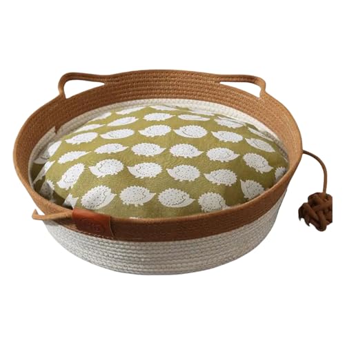 JUYAXIN Gewebtes Haustierbett für Kätzchen, Welpen, Geburtstag, Haustier für Hunde und Katzen, buntes Bett, Baumwollseil, Katzenbett mit Ohren JUYAXIN Gewebtes Haustierbett für Kätzchen, Welpen, Geburtstag, Haustier für Hunde und Katzen, buntes Bett, Baumwollseil, Katzenbett mit Ohren von JUYAXIN