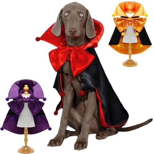 Halloween-Kostüm für Hunde und Katzen, magischer Umhang mit Fliege, Vampirritter-Outfit, lustige Haustierkleidung für kleine bis große Hunde und Katzen, verstellbare Hunde- und Katzenkleidung für Halloween-Kostüm für Hunde und Katzen, magischer Umhang mit Fliege, Vampirritter-Outfit, lustige Haustierkleidung für kleine bis große Hunde und Katzen, verstellbare Hunde- und Katzenkleidung für von JVDOIT