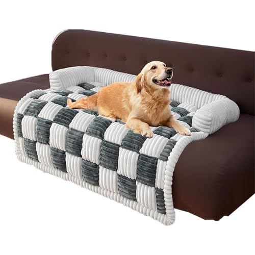 Hundebett-Bezug, Haustier-Couchbezug für Sofa, Bettmatte, Möbelschutz für Hunde und Katzen, Plüsch, waschbar, rutschfeste Unterseite, gemütliches quadratisches Karo, passend für große und mittelgroße Hundebett-Bezug, Haustier-Couchbezug für Sofa, Bettmatte, Möbelschutz für Hunde und Katzen, Plüsch, waschbar, rutschfeste Unterseite, gemütliches quadratisches Karo, passend für große und mittelgroße von JVDOIT