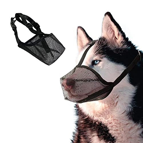 JVHLOV Dog Muzzle for Large Dog, Verhindert Beißen, Bellen und Kauen, Maulkorb Hund mit Mesh und Verstellbare Schlaufe, Maulkorb mit Sicherheitsriemen für Kleine(L) von JVHLOV