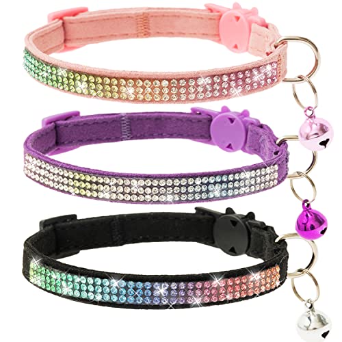 JVVGPET Breakaway Kätzchen Katzenhalsbänder mit Glöckchen – Strass Bling Cute Cat Collars for Girl Boy Cats – Zubehör für Haustierhalsbänder Verstellbar für Katze Welpe JVVGPET Breakaway Kätzchen Katzenhalsbänder mit Glöckchen – Strass Bling Cute Cat Collars for Girl Boy Cats – Zubehör für Haustierhalsbänder Verstellbar für Katze Welpe von JVVGPET