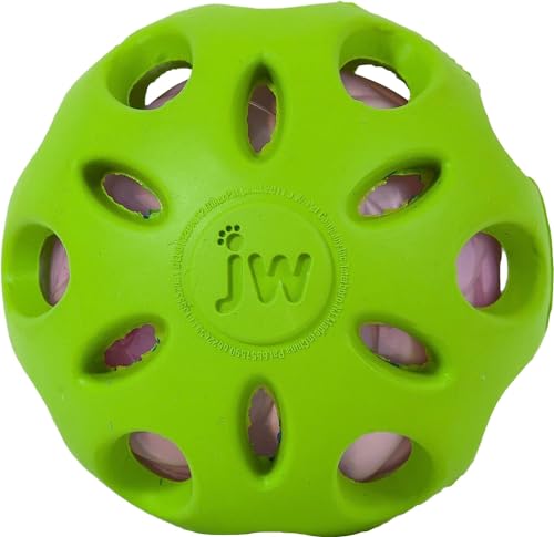 JW JW47014 Crackle Ball, Gummiball mit einem Kunststoff-Flaschenherz für Hunde, M von JW