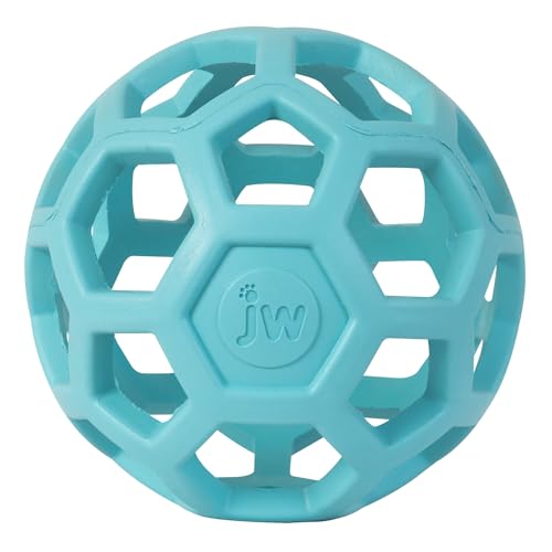 JW – HOL-ee Roller – Lustiges und vielseitiges Hundespielzeug – Jagdspielzeug für Hunde – Spielzeug zur geistigen Stimulation – Beschäftigungsball für Hunde – 11,5 cm Durchmesser – Blaue Farbe von JW