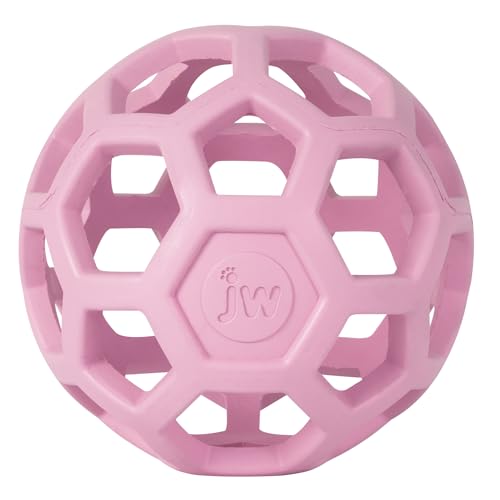 JW – HOL-ee Roller – Lustiges und vielseitiges Hundespielzeug – Jagdspielzeug für Hunde – Spielzeug zur geistigen Stimulation – Beschäftigungsball für Hunde – 11,5 cm Durchmesser – rosa Farbe von JW