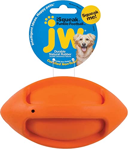 JW JW40028 Isqueak Funble Football, Kleiner Rugbyballon, der Dickes Gummi für Hunde spritzt, M von JW