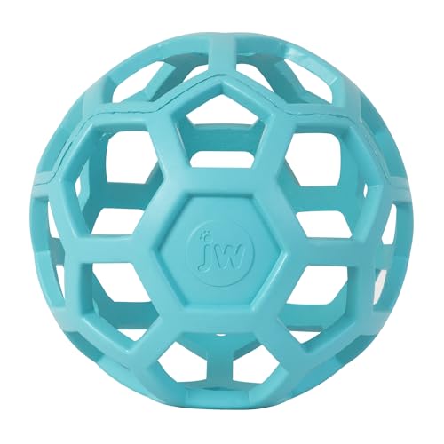 JW – HOL-ee Roller – Lustiges und vielseitiges Hundespielzeug – Jagdspielzeug für Hunde – Spielzeug zur geistigen Stimulation – Beschäftigungsball für Hunde – 14 cm Durchmesser – Blaue Farbe von JW