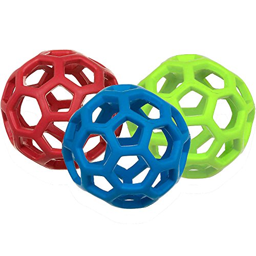 JW Pet HOLEE Roller Ball Hund Kauen springendes Spielzeug Gross 16,5cm-3 Stücke von JW