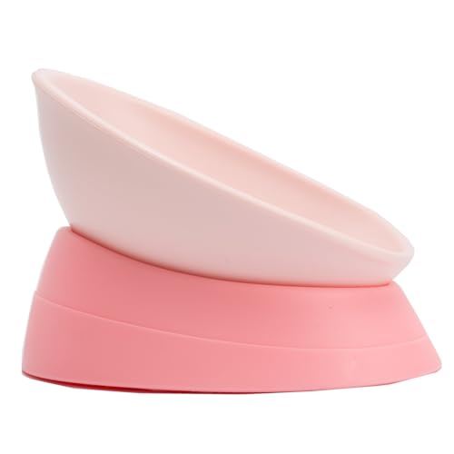 JWPC Bulldoggen-Futternapf, rutschfest, für Hunde und Katzen, Abnehmbarer Gummi-Futternapf, steril, geneigt, mit abgeschrägter Basis (Rosa, 3.5 Cup) von JWPC