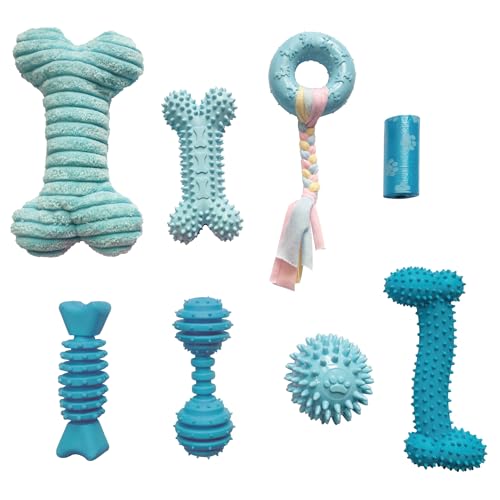 JWPET 8-teiliges Zahnspielzeug-Set für Welpen, interaktives Kauspielzeug für Hunde mit Ball und Baumwollseilen, sicheres und langlebiges Zahnspielzeug für kleine Welpen und mittelgroße Hunde JWPET 8-teiliges Zahnspielzeug-Set für Welpen, interaktives Kauspielzeug für Hunde mit Ball und Baumwollseilen, sicheres und langlebiges Zahnspielzeug für kleine Welpen und mittelgroße Hunde von JWPET