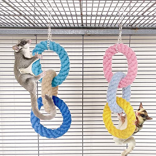 JWShang 2 Pack Sugar Glider Climbing Rope Toys, Sugar Glider Cage Accessories and Toys, Hanging Snuggle Swing Cage Toy, Rat Toys, Bird Rope Perch Swing Toy for Climbing/Exercising/Jungle von JWShang