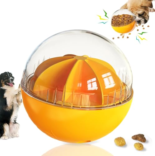 Intelligenzspielzeug für Hunde, Futterball für hunde, hundespielzeug unzerstörbar, Spielzeugball für Hunde, Haustier IQ Training Ball, Hund Puzzle Spielzeug, Snackball hund mit Spaß-sound (Orange) von JWTEEE