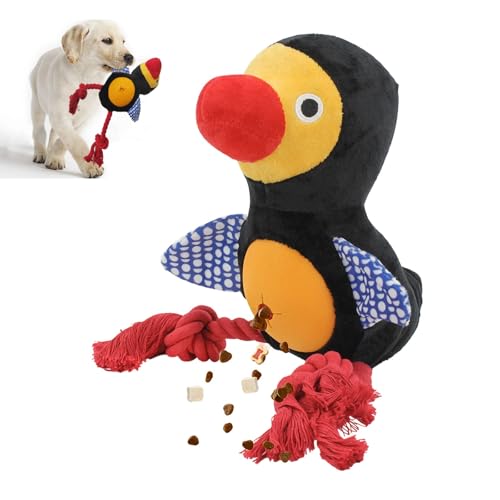 JWTEEE Hundespielzeug Welpenspielzeug mit Kauseil, Anti Stress Ente für Hunde - Quietschendes Hundespielzeug für kleine Hunde (Schwarz) von JWTEEE