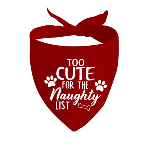 JXGZSO Hundehalstuch, Motiv: "Too Cute for The Naughty List", für Weihnachten, Hundehalstuch, Hundehalstuch, Hundehalstuch, 1 Stück von JXGZSO