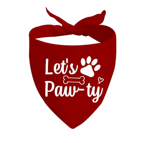 JXGZSO Hundehalstuch mit Aufschrift "Let's Paw-ty", Halstuch, Tierzubehör, Taschentuch, 1 Stück von JXGZSO