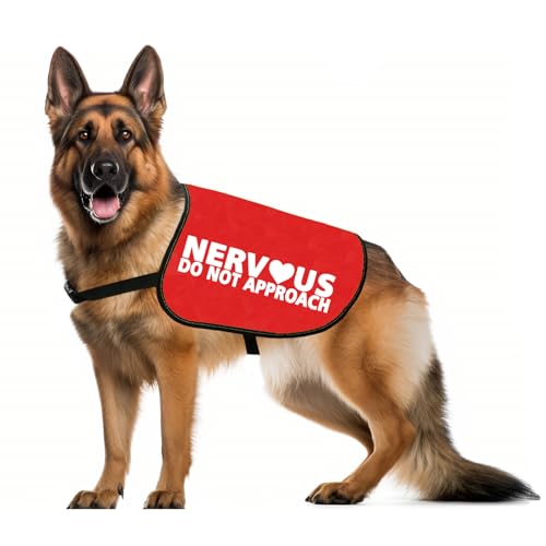 JXGZSO Nervous Do Not Approach Hundejacke Weste Nervous Rescue Space Hundeweste Hund Gassi Gehen Slogan Warnweste (Nervous Approach L) von JXGZSO
