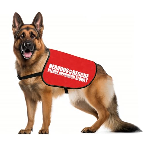 JXGZSO Nervous Rescue Space Hundeweste Nervous Rescue Please Approach Slowly Hundejacke Weste Hund Spaziergang Slogan Warnweste (Nervous Slowly M) von JXGZSO