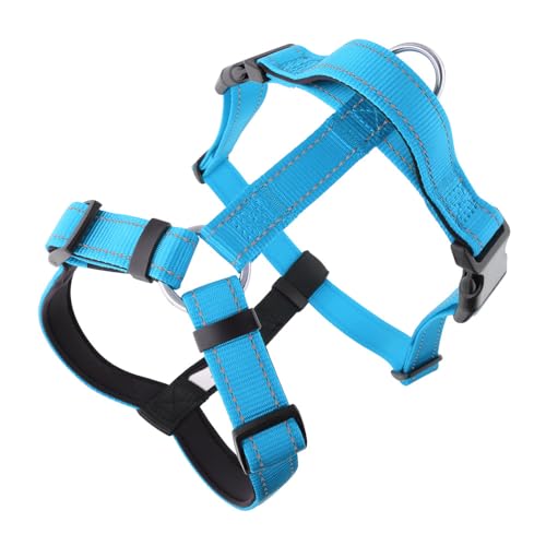Hundegeschirr Mittelgroße Hunde, Anti Zug Geschirr Mit Kontrolle, No Pull Verstellbar Hundegeschirr Grosse Hunde, Atmungsaktiv Reflexstreifen Tauchmaterial Brustgeschirr (Himmelblau,L) von JXpxbao