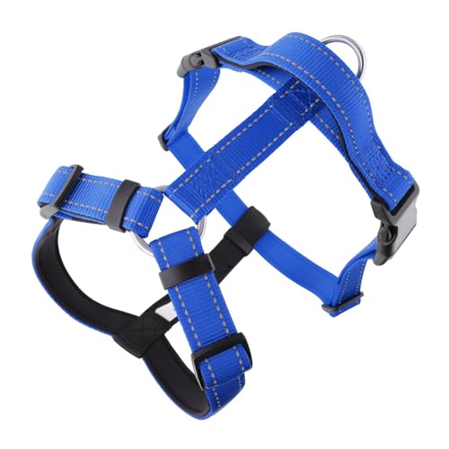 Hundegeschirr Mittelgroße Hunde, Anti Zug Geschirr Mit Kontrolle, No Pull Verstellbar Hundegeschirr Grosse Hunde, Atmungsaktiv Reflexstreifen Tauchmaterial Brustgeschirr (dunkelblau,M) von JXpxbao