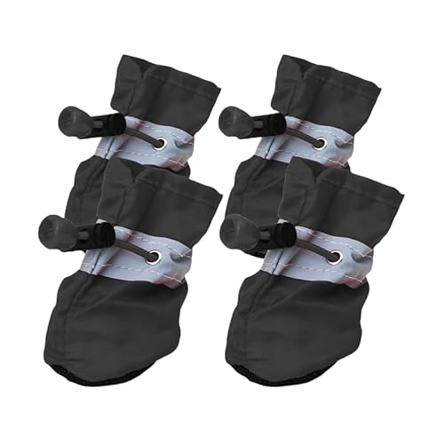 Hundeschuhe Pfotenschutz, 4 Stück Wasserdicht Hunde Schuhe Outdoor Mit Rutschfester Sohle, Verstellbarem Reflektierendem Klettverschluss Hundestiefel Für Kleine Und Mittlere Hunde (3,Schwarz) von JXpxbao