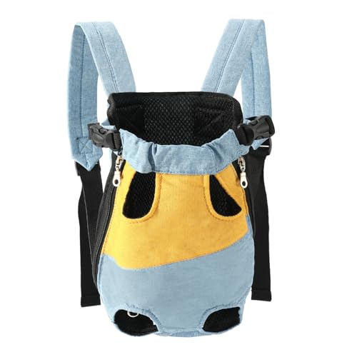 JXpxbao Haustier Rucksack Hund Katzen Tragetasche, Verstellbar Beinen heraus Rucksäcke Haustier, Atmungsaktiv für Klein Mittler Hunde Katzen Welpen (Gelb Blau,M) von JXpxbao