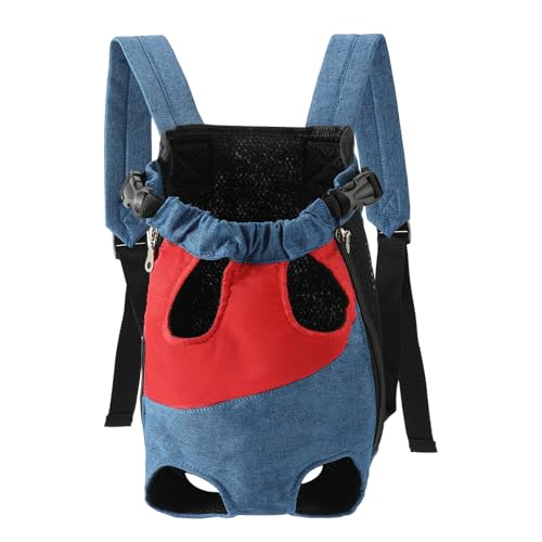 JXpxbao Haustier Rucksack Hund Katzen Tragetasche, Verstellbar Beinen heraus Rucksäcke Haustier, Atmungsaktiv für Klein Mittler Hunde Katzen Welpen (blau rot,L) von JXpxbao