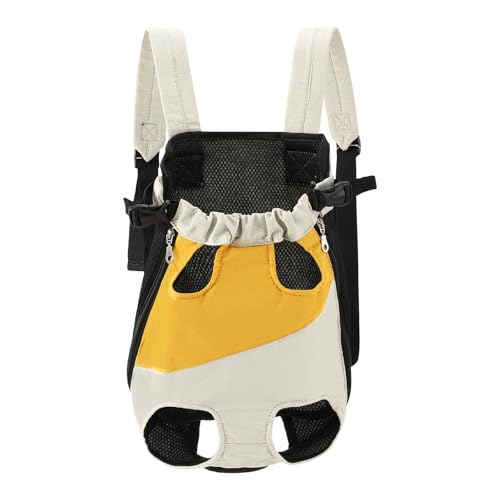 JXpxbao Haustier Rucksack Hund Katzen Tragetasche, Verstellbar Beinen heraus Rucksäcke Haustier, Atmungsaktiv für Klein Mittler Hunde Katzen Welpen (gelb und weiß,M) von JXpxbao