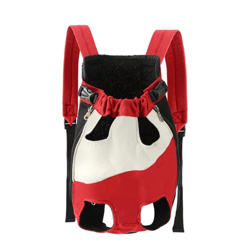 JXpxbao Haustier Rucksack Hund Katzen Tragetasche, Verstellbar Beinen heraus Rucksäcke Haustier, Atmungsaktiv für Klein Mittler Hunde Katzen Welpen (rot und weiß,XXL) von JXpxbao