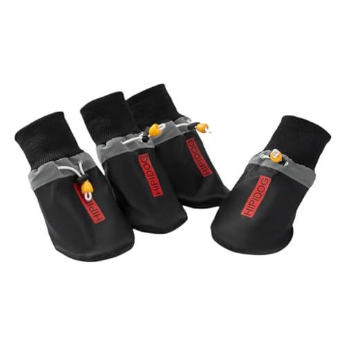 JXpxbao Hundeschuhe Pfotenschutz, 4 Stück Wasserdicht Hunde Schuhe Outdoor Mit Rutschfester Sohle, Verstellbarem Hundestiefel Für Mittlere Große Hunde Alle Jahreszeiten (4XL(15-30kg),Schwarz) von JXpxbao