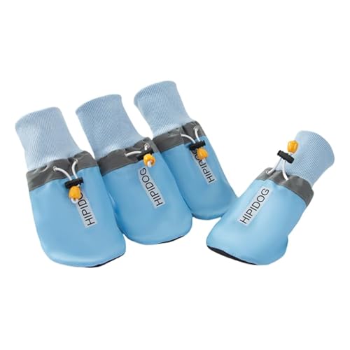 JXpxbao Hundeschuhe Pfotenschutz, 4 Stück Wasserdicht Hunde Schuhe Outdoor Mit Rutschfester Sohle, Verstellbarem Hundestiefel Für Mittlere Große Hunde Alle Jahreszeiten (6XL(40-50kg),Blau) von JXpxbao