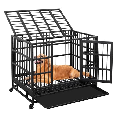 JY QAQA Hundekäfig, robust, unzerstörbar, Doppeltüren, ausbruchsicher, verstärkter Metall-Haustierkäfig, extra große Hundebox für große Hunde, mit abnehmbarem Tablett und feststellbaren Rädern JY QAQA Hundekäfig, robust, unzerstörbar, Doppeltüren, ausbruchsicher, verstärkter Metall-Haustierkäfig, extra große Hundebox für große Hunde, mit abnehmbarem Tablett und feststellbaren Rädern von JY QAQA PET