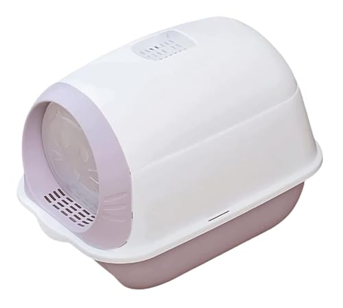 Katzentoilette Katzenklo Geschlossene, Spritzwassergeschützte Katzentoilette Mit Deckel Und Streuschaufel. Hoher Rand. Kein Geruch. Einfache Reinigung. Reisetoilette Katze(Purple) von JYARZ