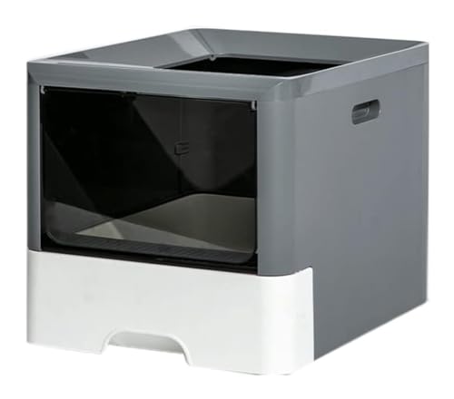 Katzentoilette Katzenklo Große Katzentoilette Mit Einstieg Von Oben, Schubladendesign Mit Spritzschutz, Leicht Zu Reinigende Katzentoilette Für Katzen Reisetoilette Katze(Grey) von JYARZ