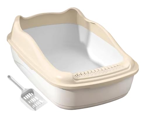 Katzentoilette Katzenklo Katzentoilette, Halbgeschlossen, Spritzschutz, Vielseitig Einsetzbar, Für Kätzchen Bis Ältere Katzen, Mit Offener Oberseite Reisetoilette Katze(Beige) von JYARZ
