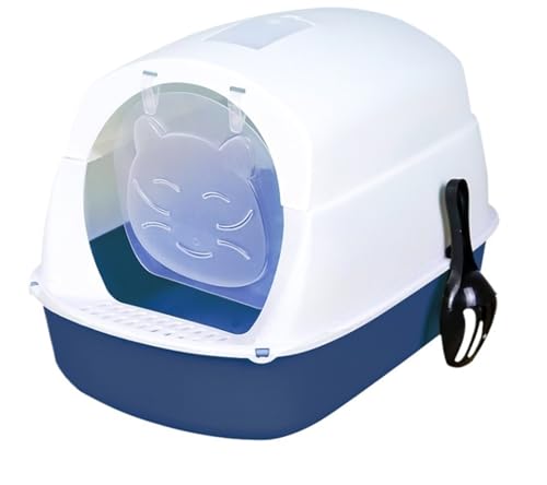 Katzentoilette Katzenklo Katzentoilette Mit Kapuze, Geschlossene Katzentoilette, Wiederverwendbar, Spritzschutz, Mit Fronttürklappe, Haustierzubehör Reisetoilette Katze(Blue) von JYARZ